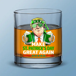 Cheers For St.Patrick's Day - US Patriotic Pride Whiskey Glass - Gift For Conservative Supporters