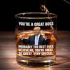 Great Leaders Inspire Greatness - US Patriotic Pride Whiskey Glass - Gift For Conservative Supporters