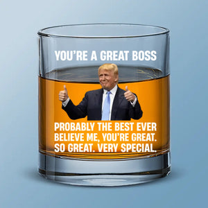 Great Leaders Inspire Greatness - US Patriotic Pride Whiskey Glass - Gift For Conservative Supporters