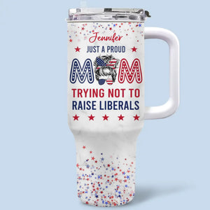 Building A Future With Morals And Manners - US Patriotic Pride 40 Oz Stainless Steel Tumbler With Handle