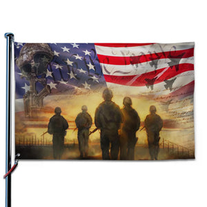 Remember, Honor, Never Forget - US Patriotic Pride Horizontal House Flag