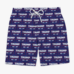 45 47 Forever - US Patriotic Pride Tropical Hawaiian Aloha Men Beach Shorts