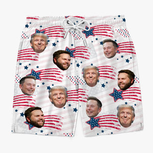 Best Team Ever - US Patriotic Pride Tropical Hawaiian Aloha Men Beach Shorts