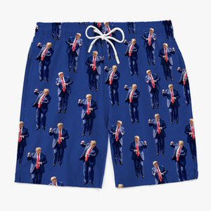Red, White & Beach - US Patriotic Pride Tropical Hawaiian Aloha Men Beach Shorts