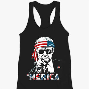 ‘Merica Just Reloading - US Patriotic Pride Racer Back Tank Top, T-Shirt