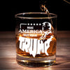 America Strong, One Pour At A Time - US Patriotic Pride Whiskey Glass - Gift For Conservative Supporters