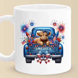 Moo Yeah, It’s ‘Merica Time - US Patriotic Pride Mug - 4th Of July, Gift For Conservative Supporters
