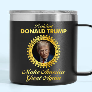 Republican State 14oz Stainless Steel Tumbler With Handle - US Patriotic Pride Gifts For Conservative Supporters - Running This Country Like A Business