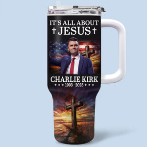 Republican State 40 Oz Stainless Steel Tumbler With Handle - US Patriotic Pride Gifts For Conservative Supporters, CK Legacy Edition - Wings Of Honor Carry Him