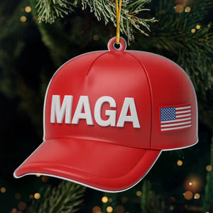 45 47 Republican State Acrylic Ornament - US Patriotic Pride, Christmas Gifts For Conservative Supporters - Red, White & Merry Nights