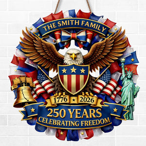 Custom Wood Sign - Personalized America 250th Anniversary Gifts For Mom, Dad, Brother, Sister, Kids - Together In Proud Unity