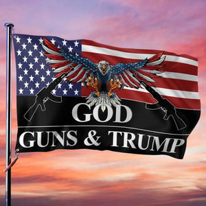 God, Guns, And Eagle - US Election Horizontal House Flag