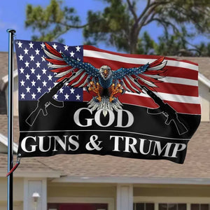 God, Guns, And Eagle - US Election Horizontal House Flag