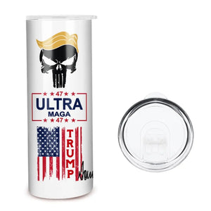 ULTRA MAGA 47, Trump Train - US Elections Skinny Tumbler - Gift For Trump Supporters