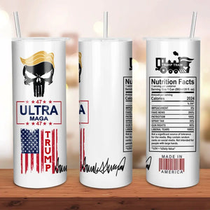 ULTRA MAGA 47, Trump Train - US Elections Skinny Tumbler - Gift For Trump Supporters