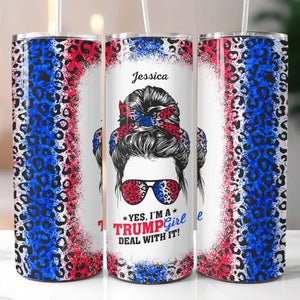 Yes I'm A Trump Girl - US Elections Personalized Custom Skinny Tumbler - Gift For Trump Supporters, Best Friends, BFF, Sisters