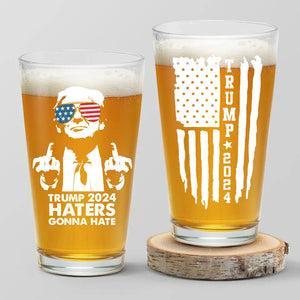 Trump 2024, Haters Gonna Hate - US Election Beer Glass