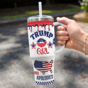 Yes, I'm An All-American Girl - US Election 40 Oz Stainless Steel Tumbler With Handle - Gift For Best Friends, BFF, Sisters