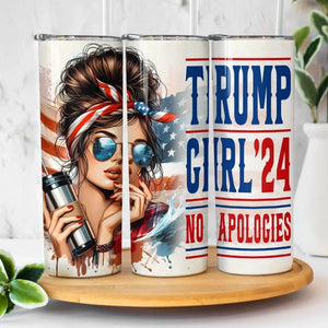 Trump Girl Starts The Game - US Elections Skinny Tumbler, Trump Tumbler - Gift For Best Friends, BFF, Sisters