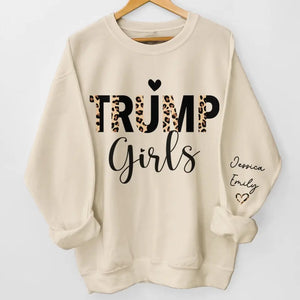 Trump Girls Club 2024 - America US Elections Unisex Sweatshirt With Design On Sleeve - Gift For Best Friends, BFF, Sisters