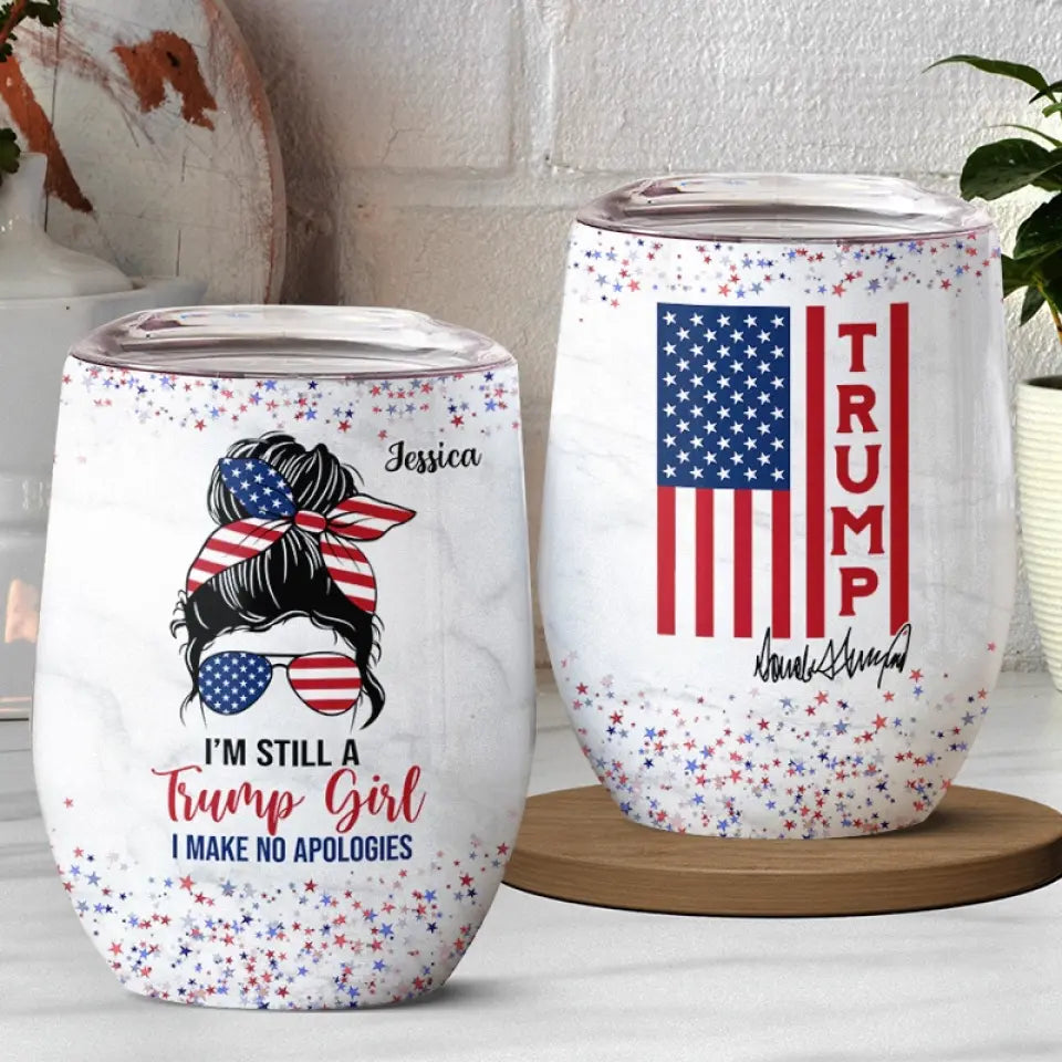 Trump Girl Votes For MAGA 2024 - US Elections Personalized Custom Wine Tumbler, Trump Tumbler - Gift For Best Friends, BFF, Sisters