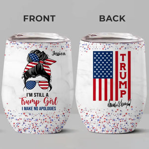 Trump Girl Votes For MAGA 2024 - US Elections Personalized Custom Wine Tumbler, Trump Tumbler - Gift For Best Friends, BFF, Sisters