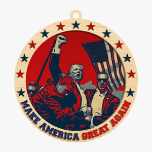 Make America Great Again - US Election, Trump Presidential Wood Custom Shaped Ornament - Christmas Gift And Decor For Trump Supporters