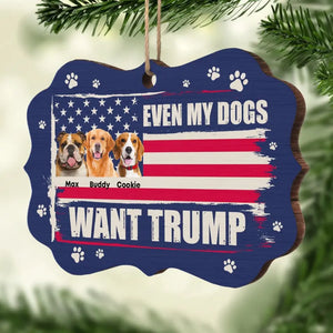 Custom Photo My Pets Want Trump - US Election, Trump Presidential Wood Benelux Shaped Ornament - Christmas Gift And Decor For Trump Supporters