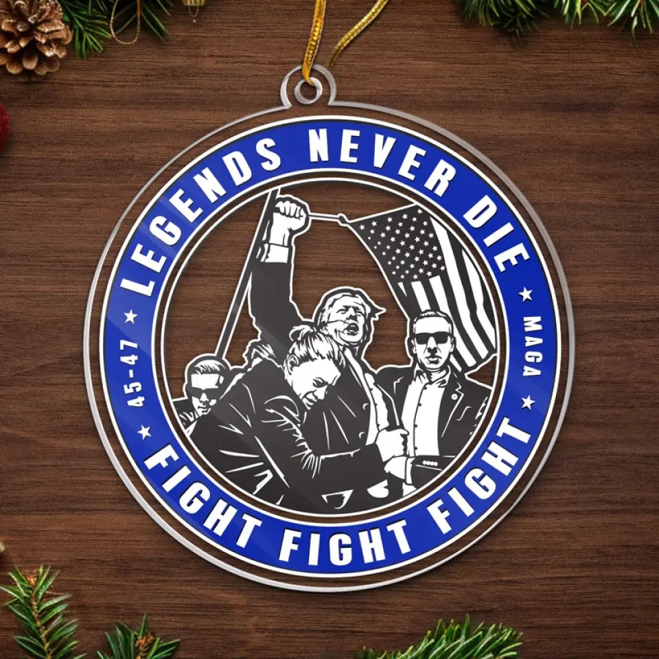 Fight Fight Fight - US Election Acrylic Custom Shaped Ornament - Christmas Gift And Decor For Conservative Supporters
