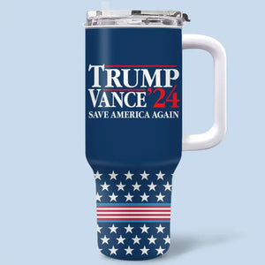 Team 45 47, Shield America's Legacy - US Election 40 Oz Stainless Steel Tumbler With Handle