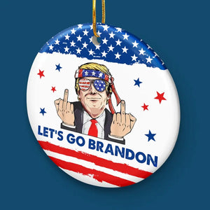 Let's Go Brandon - US Elections Ceramic Round Shaped Ornament - Christmas Gift For Trump Supporters