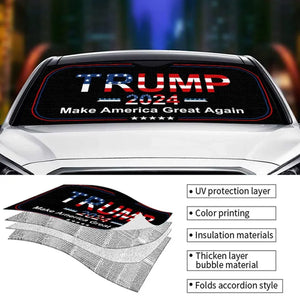 Trump Will Take America Back - US Elections Auto Windshield Sunshade, Car Window Protector - Gift For Trump Supporters