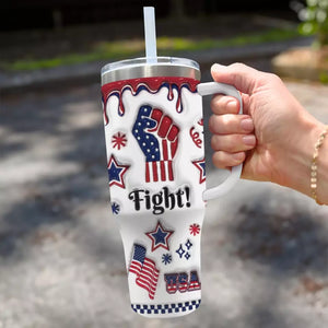 Fight With Him 2024, Fight For The USA - US Election 40 Oz Stainless Steel Tumbler With Handle, 20oz Tumbler