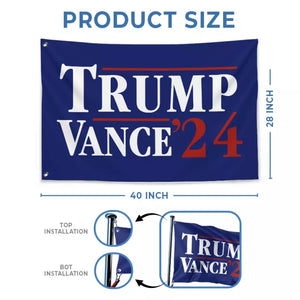 Trump Vance 2024, Make America Proud Again - Trump US Election Horizontal House Flag