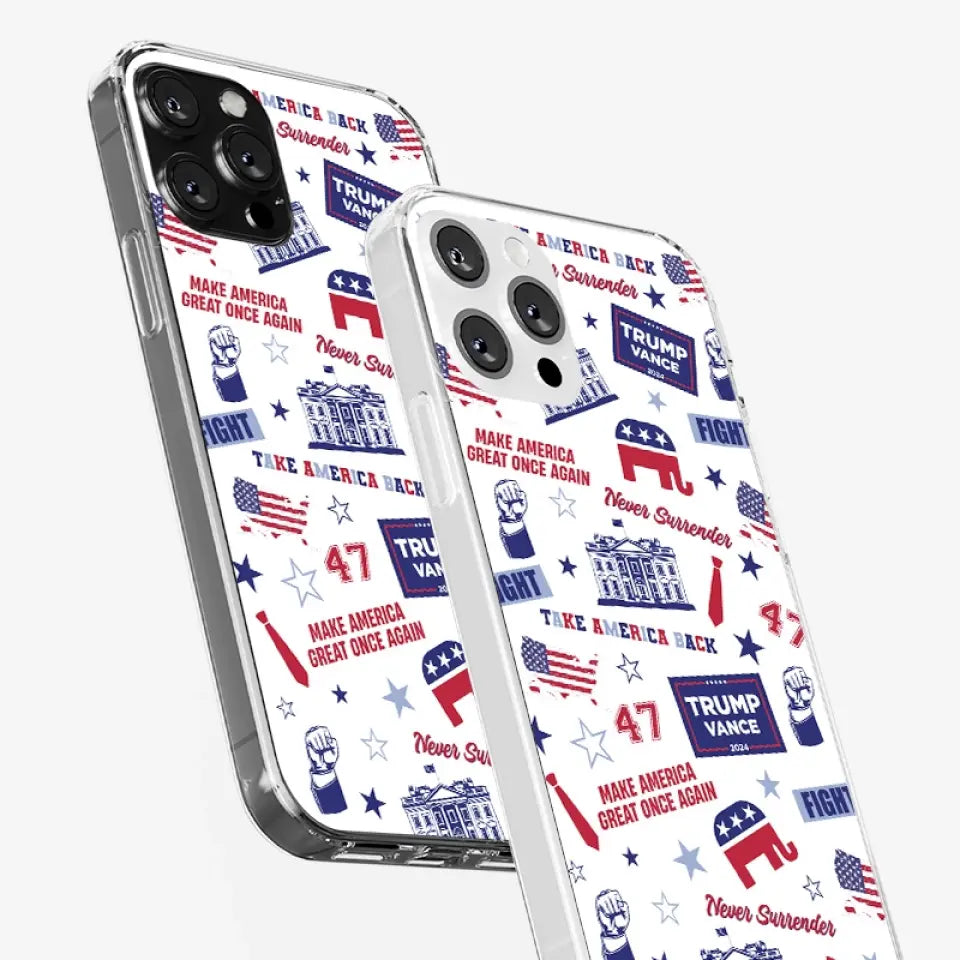 Trump Will Fight And Never Surrender - US Election Clear Phone Case