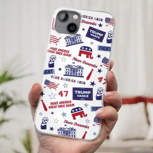 Trump Will Fight And Never Surrender - US Election Clear Phone Case