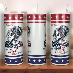 Trump Girl, Get Over It - US Elections Personalized Custom Skinny Tumbler, Trump Tumbler - Gift For Best Friends, BFF, Sisters