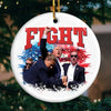 He Will Never Stop Fighting For America - US Elections Ceramic Round Shaped Ornament - Christmas Gift For Conservative Supporters