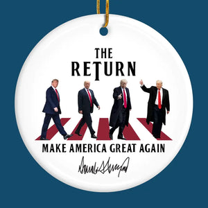 He Will Empower America Again - US Elections Ceramic Round Shaped Ornament - Christmas Gift For Conservative Supporters