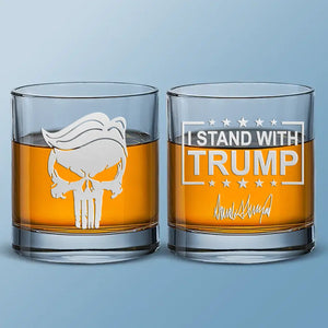 I Stand With Trump - US Election Whiskey Glass - Gift For Trump Supporters