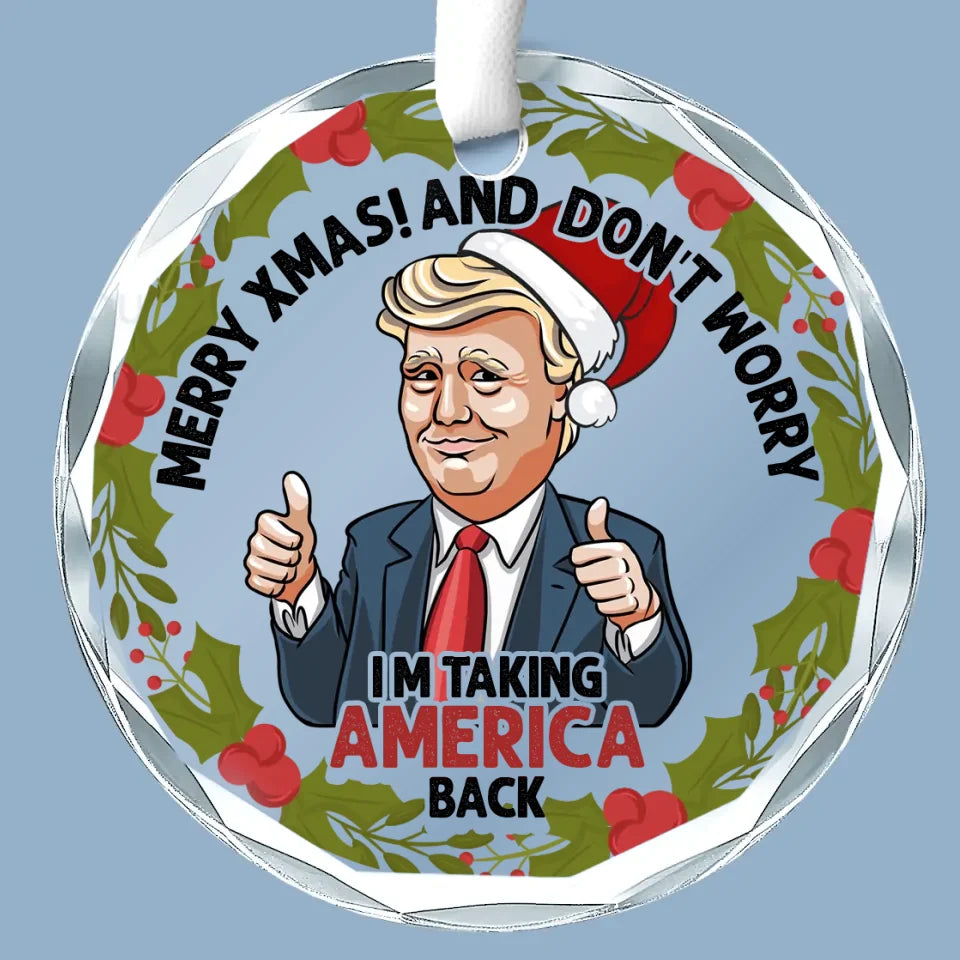 Merry Xmas - US Elections Circle Glass Ornament - Christmas Gift And Decor For Conservative Supporters