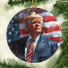 Fight For America, One Heart For America - US Elections Ceramic Round Shaped Ornament - Christmas Gift For Conservative Supporters