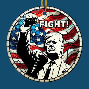 Fight Fight Fight! - US Elections Ceramic Round Shaped Ornament - Christmas Gift For Conservative Supporters