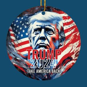 Fight To Bring Back American Pride - US Elections Ceramic Round Shaped Ornament - Christmas Gift For Conservative Supporters