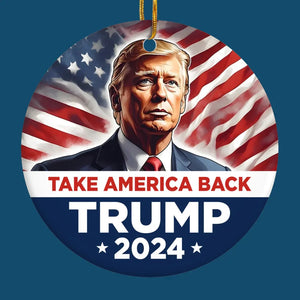 It's Time To Empower America Again - US Elections Ceramic Round Shaped Ornament - Christmas Gift For Conservative Supporters