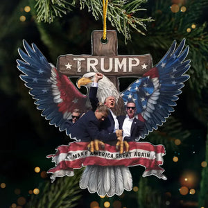 Like An Eagle, Ready To Fight - US Election Acrylic Custom Shaped Ornament - Christmas Gift And Decor For Conservative Supporters