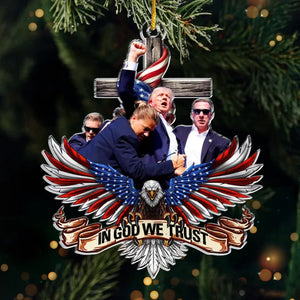 In God We Trust - US Election Acrylic Custom Shaped Ornament - Christmas Gift And Decor For Conservative Supporters