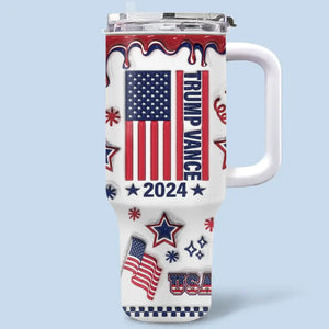 The Former President Team 45 47 - US Election 3D Inflated Effect Printed 40 Oz Stainless Steel Tumbler With Handle