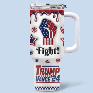 Believing In Our Principles Makes Us Stronger - US Election 3D Inflated Effect Printed 40 Oz Stainless Steel Tumbler With Handle