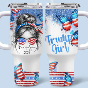 Strong Girls Create Their Own Paths - US Election 40 Oz Stainless Steel Tumbler With Handle - Gift For Best Friends, BFF, Sisters